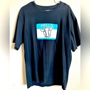 Black Uniqlo Large DFace design shirt sleeve t-shirt